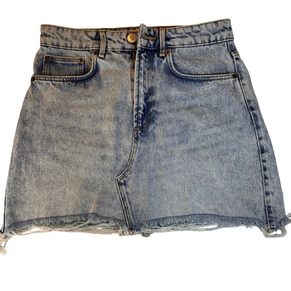 Zara Jean Mini Skirt, Women's Size Small, Frayed hem